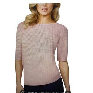 NWT Melissa Paige Women's Ribbed-yoke Elbow-sleeve Sweater In Cashmere Blush XL